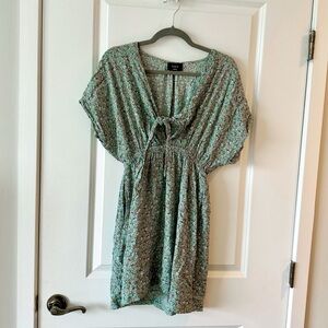 Vici Floral Tie-Front Mini Dress in Green